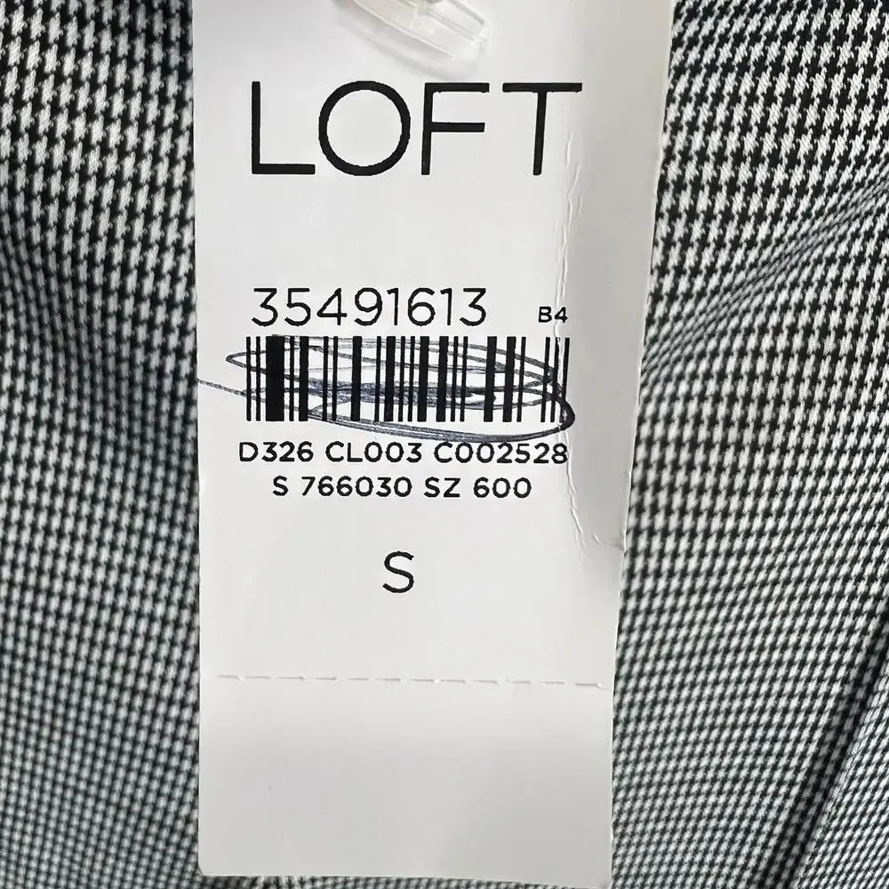 LOFT Womens S Bootcut Fit Black White Houndstooth Dress Pants Pull On‎ 30x32 NWT